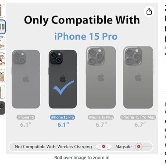 ZVE for iPhone 15 Pro Wallet Case with Card Holder, Phone Case Apricot Gray - Picture 2 of 7